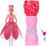 Barbie Petal Pop Scented Doll with Pink Tulip Dress & Accessories, Bouquet Reveal with Pet Bunny & Surprises Like Watering Can, Necklace & Earrings​​​