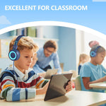 bywulanda upgrade usb type c kids headphones for safe volume limited kids school headphones dark blue