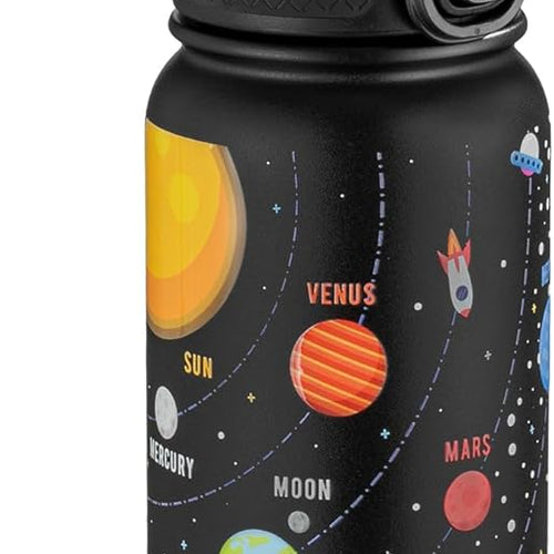 OLDLEY 20 Oz Insulated Stainless Steel Water Bottle For Kids, With Straws Leak-proof, Kids Water Bottles For School Boys Girls,Solar System