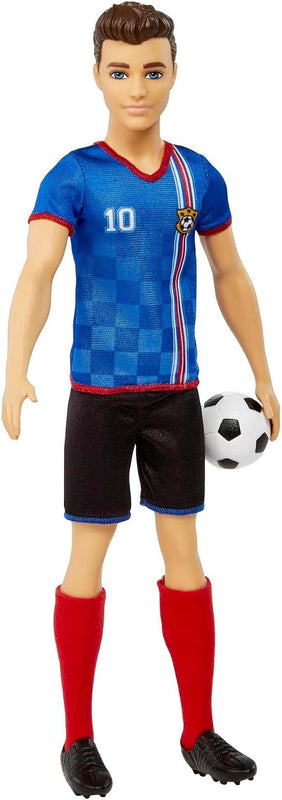 Barbie Careers Ken Fashion Doll & Accessory, Soccer Player with Cropped Hair, #10 Uniform, Tall Socks, Cleats & Ball