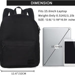 SUPACOOL Casual Laptop Backpack for Men and Women, Work backpack, Black Backpacks, College School Backpack for Boys and Girls, Lightweight Travel Back Pack(Black)