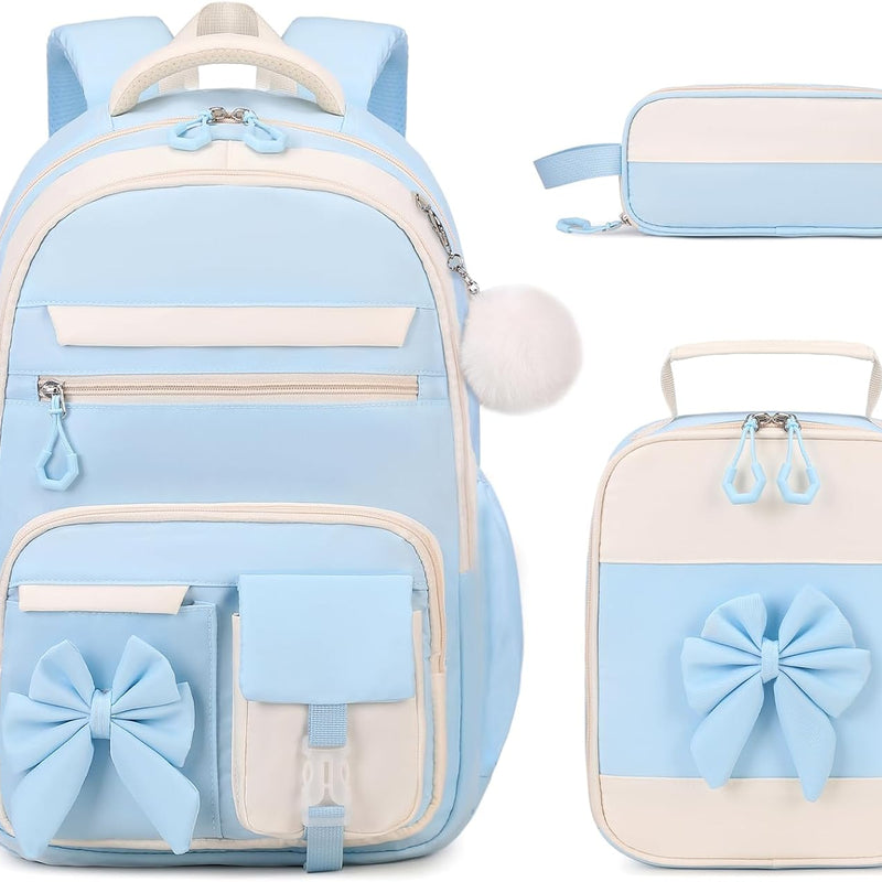 DIGOBAY Backpack for Girls, 3PCS Girls Backpack for School with Lunch Bag Pencil Case, Cute Kids Teens Bookbag for Kindergarten Elementary Preschool Middle School (Pink)