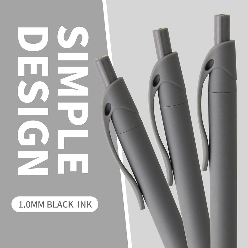 deegtran Pens Bulk, 50 Pack No Bleed Grey Barrel Black Ink Click Pens, Wholesale Retractable Ballpoint Pens, Pen Medium Point, Smooth black Ink Pen, 1.0MM