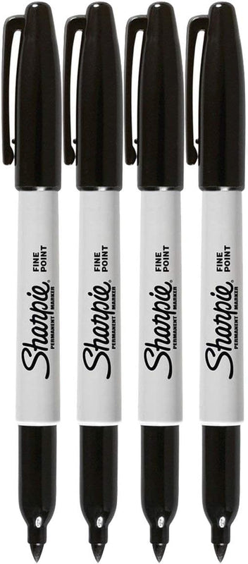 Sharpie Permanent Markers, Fine Point, Black Ink (4-Pack)
