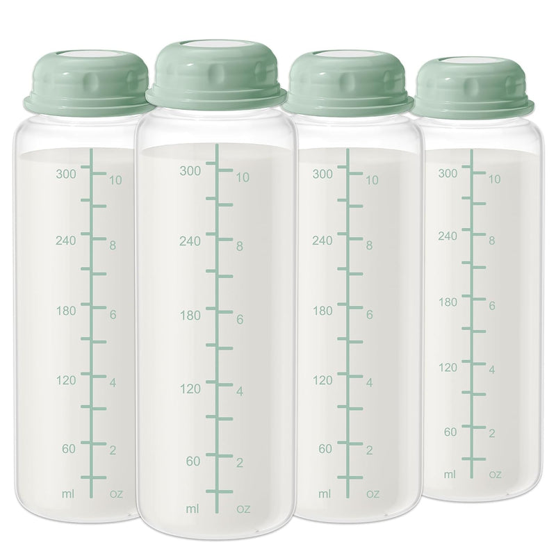 10oz Breastmilk Storage Bottle, Compatible with Momcozy Milk Cooler 22oz & Spectra Pumps, BPA-Free Wide-Neck Collection Bottles for Pumping & Fridge, Breastfeeding Essentials, 4PCS