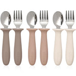 VITEVER 6 Pieces Toddler Utensils, Kids Silverware Set with Silicone Handle, Children Safe Spoons and Forks, 18/8 Stainless Steel, Food-grade Silicone - Dishwasher Safe