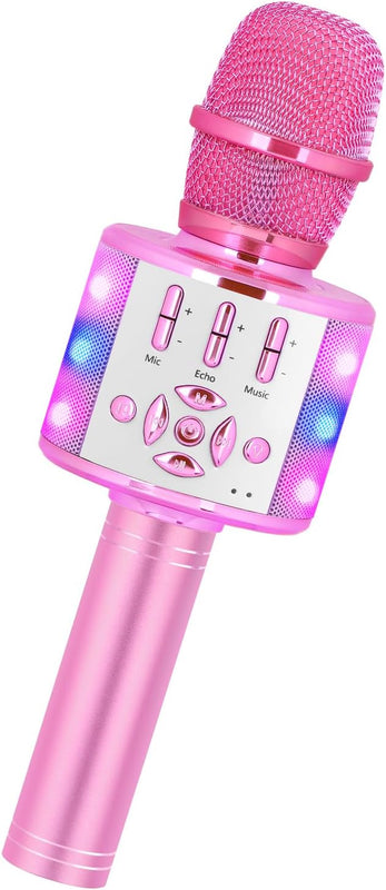 Amazmic Kids Karaoke Microphone Machine with LED Light, Bluetooth, for Girls and Boys Age 3-12