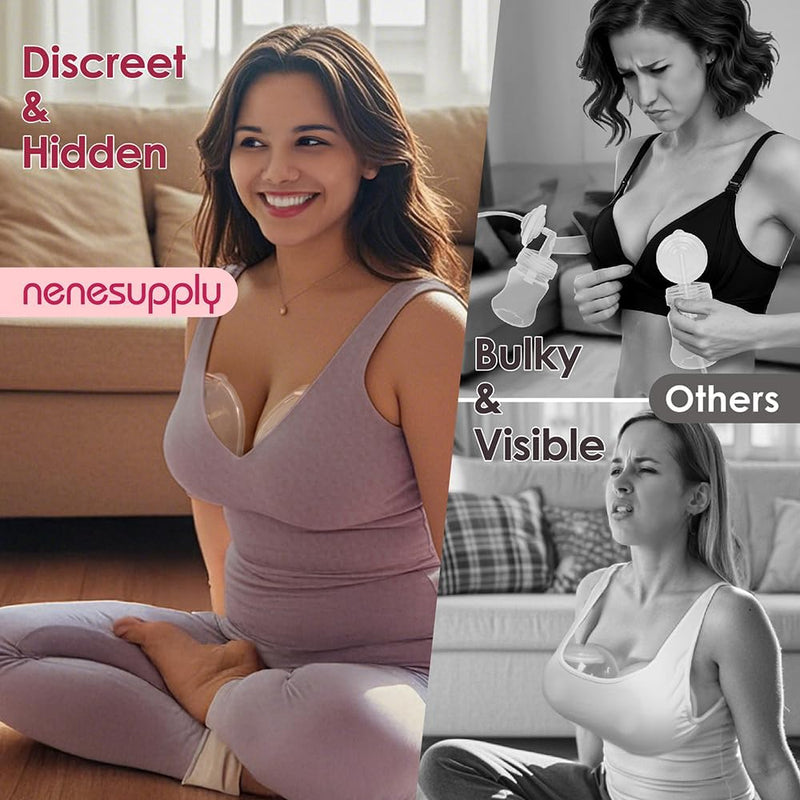 Nenesupply Handsfree Wearable Breast Milk Collection Cups Compatible with Spectra S1 S2 Baby Buddha Momcozy V1 Lansinoh Pumps 24mm Silicone Flanges Replacement for Spectra Pump Parts 19mm 21mm inserts