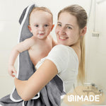 Hooded Towel for Newborn, 2 Pack Soft Coral Fleece Baby Towels | Ultra Absorbent Bath Cloths Bulk for Infants, Toddlers, Newborn Essential- 30 x 30 inch - Grey & Blue
