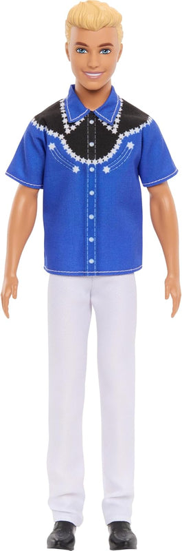 Barbie Fashionistas Ken Doll #226 Wearing a Removable Western Shirt, Pants & Boots, Blonde Fashion Doll, 65th Anniversary Collectible