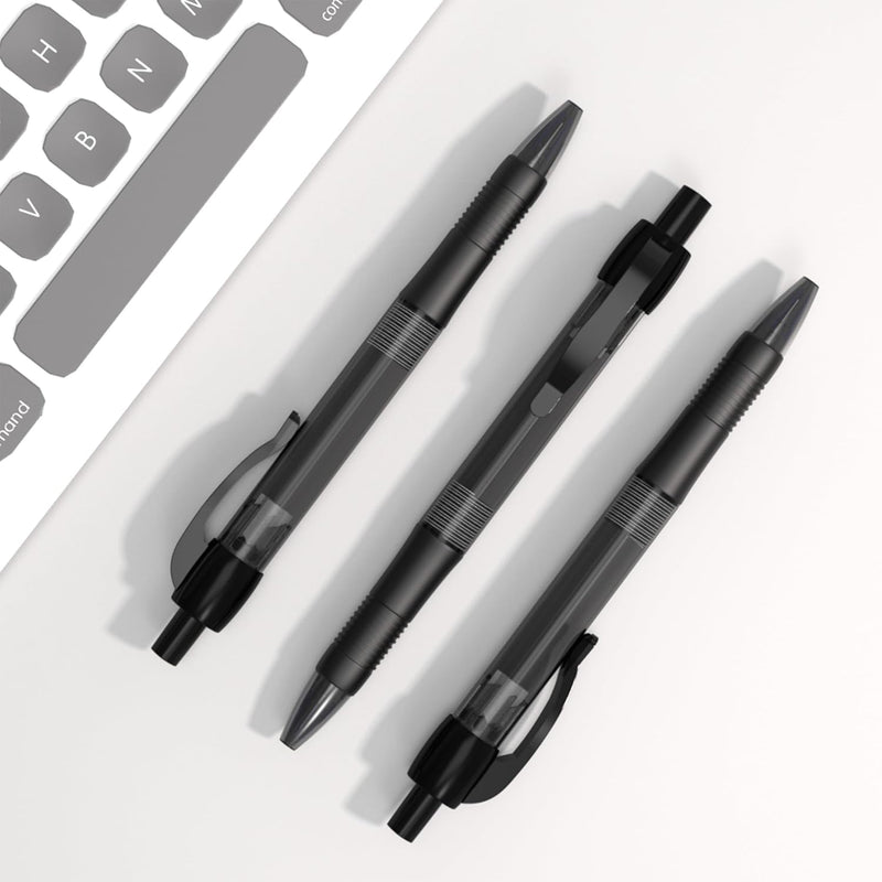 deegtran Pens Bulk, 30 Pack No Bleed Black Ink Click Pens with Soft Grip, Wholesale Retractable Ballpoint Pens for Office School, Medium Point Smooth 1.0MM