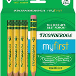Ticonderoga My First Half-Size Wooden Pencils, 12 Pencils/Pack, 1 Pack | Large Triangle-Barrel Pre-Sharpened #2 (HB) Short 4.5" Yellow Pencils with Erasers, X33012