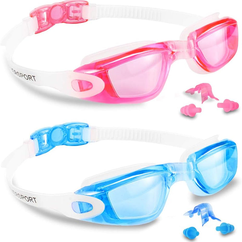 EverSport Kids Swim Goggles, Pack of 2 Swimming Goggles for Children Teens, Anti-Fog Anti-UV Youth Swim Glasses for Age4-16