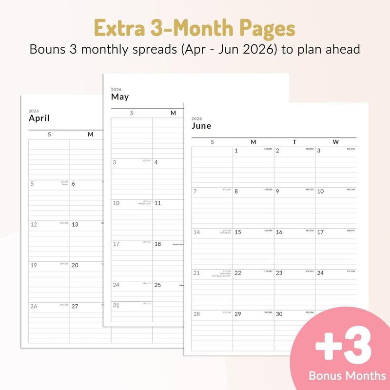Forvencer Academic Planner 2026-2027, Hardcover Calendar Planner Weekly & Monthly, July 2026 - June 2027, 8.5" x 11", Daily Agenda with Tabs, College School Organizer for Student Teacher, Pink