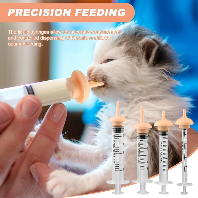 Pet Nursing Kit for Newborn Puppies, Kitten & Small Animals | Silicone Nursing Nipples, Formula Dispenser, Liquid Syringes, Measuring Cup & Cleaning Brush, Newborn Cat Bottle Feeding Set