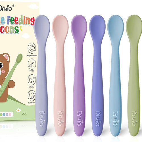 8 Pcs Silicone Baby Spoons Infant Utensils for First Stage Feeding | Soft Chewable Tips Soothe Gums, Bendable Handle for Self-Feeding, Ideal for Led Weaning, BPA-Free, Dishwasher & Boil-Safe