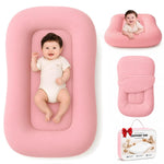 Baby Lounger for Newborns 0-24 Months - Baby Essentials | Soft Breathable Cotton Infant Support Cushion for Tummy Time & Play, Portable Infant Lounger - Cloud White (Cover Included)