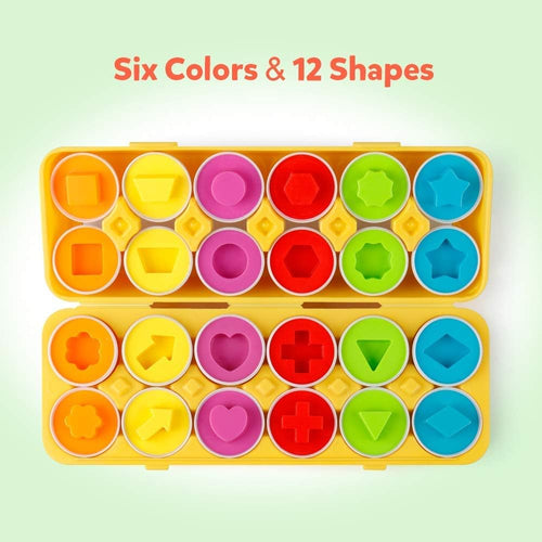 Coogam 12-Piece Colorful Egg Sorting Toy for Toddlers, Early Learning, Fine Motor Skill Development, Montessori Gift for 1-Year-Old Kids