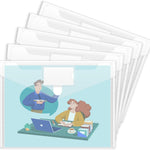 Sooez 10 Pack Plastic Envelopes File Folders, Clear Folder for Document US Letter A4 Size Poly Envelopes with Label Pockets for School Home Work Office Organizer, Clear