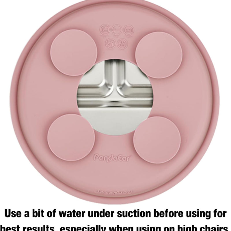 PandaEar 3 Pack Stainless Steel Baby Suction Plates, Divided Toddler Plate for Baby Led Weaning Supplies, Non-Slip Toddler Baby Feeding Set Dishwasher Safe (Pink/Linen/Light Pink)