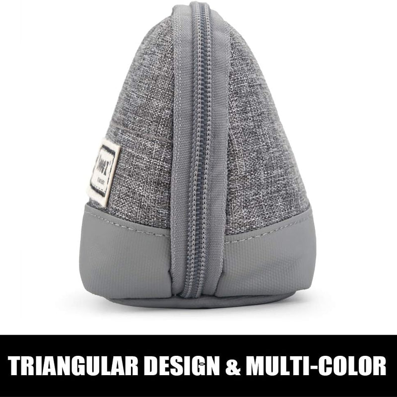 Sooez Wide-Opening Pencil Pen Case, Lightweight & Spacious Pencil Bag Pouch Box Organizer, Aesthetic Supply with Triangular Design for Adults, Grey