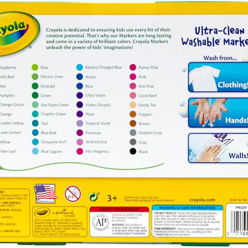 Crayola Ultra Clean Fine Line Washable Markers (40ct), School Supplies, Classroom Teacher Must Haves, Homeschool Essentials, Gifts for Kids, Ages 3, 4, 5