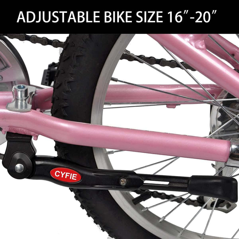 Cyfie 16-20 inch aluminum alloy bike kickstand for kids and adult bikes with adjustable center mount
