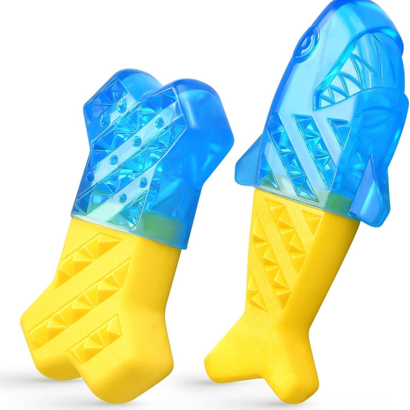 Pawaboo Pet Teether Cooling Chew Toys, Freezable Teething Toy for Puppies, Watermelon and Pineapple Shape Freeze Interactive Toys in Summer, Frozen Dog Treat Training Tools for Small and Medium Dogs