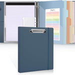 SKYDUE 3 Ring Binder with Clipboard, 13.2" × 10.2" Faux Leather 1 Inch Binder Organizer with 5 Pocket Dividers, Notepad, Labels & 2 Storage Pockets for Teachers, Students, Nurses & Office Work