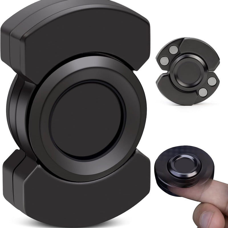 3-in-1 Fidget Spinner, Slider, Clicker| EDC Metal Fidget Toys Adults | Stainless Steel Bearing Stable Spin | Help Relieves Anxiety & Tension | Enhances Focus & Clarity | Compact & Portable, Black