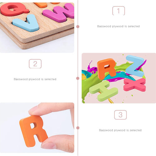 3-Pack Wooden Alphabet Shape Puzzles for Toddlers 3 Years Old Boys & Girls