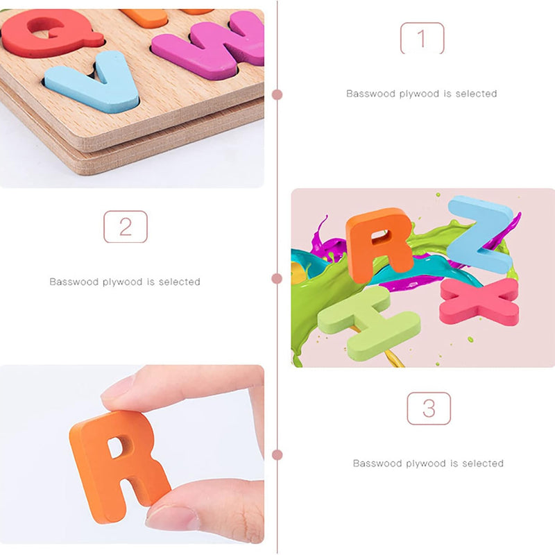 3-Pack Wooden Alphabet Shape Puzzles for Toddlers 3 Years Old Boys & Girls