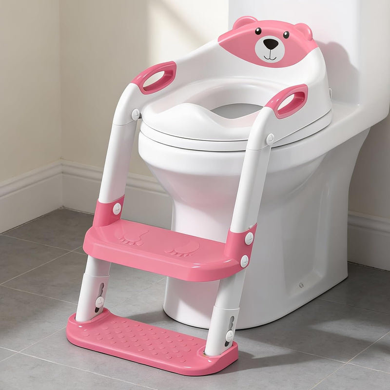 Potty Training Toilet for Toddlers, Anti-Slip Potty Training seat, Classic | SKYROKU, Fits Round & Elongated Toilets, 6 Heights, Splash Guard, Padded Cushion, Holds 200+ lbs, Foldable, Easy to Assemble