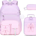 DIGOBAY Backpack for Girls, 3PCS Girls Backpack for School with Lunch Bag Pencil Case, Cute Kids Teens Bookbag for Kindergarten Elementary Preschool Middle School (Pink)