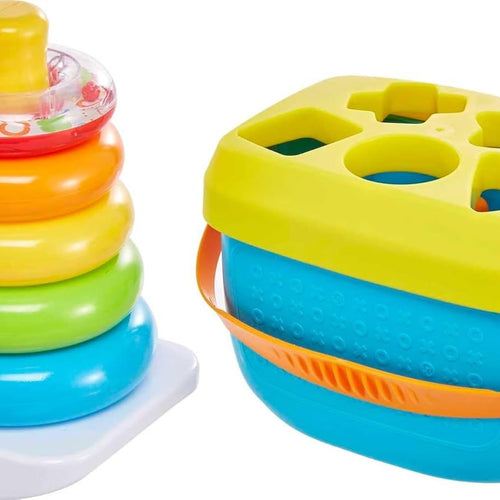 Fisher-Price baby blocks and rock-a-stack toy set for 6+ months developmental play