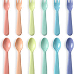 12 Pieces Toddler Utensils Set, Plastic Spoons and Forks Set for Kids, Children Safe Flatware, Plastic Reusable Cutlery, BPA Free, Dishwasher Safe