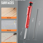 Nicpro Carpenter Pencil with Sharpener, Mechanical Pencils Set with 26 Refills, Deep Hole Marker for Construction, Heavy Duty Woodworking Tools for Architect (Black, Red) - With Case