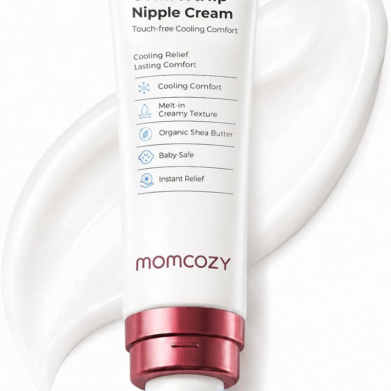 Momcozy Cooling Nipple Cream Safe for Nursing,Fast Relief with Cooling Ceramic Applicator for Cracked Nipple & Dry Skin, No Lanolin Nipple Butter,Plant-Based Formula, Breastfeeding Essentials, 1.76oz