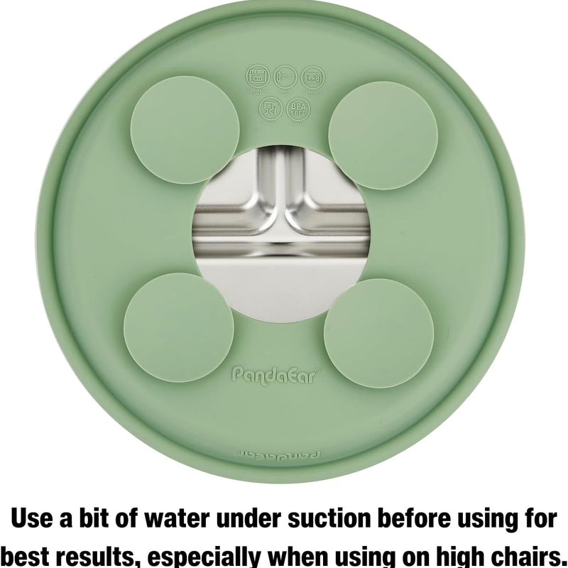 PandaEar 3 Pack Stainless Steel Baby Suction Plates, Divided Toddler Plate for Baby Led Weaning Supplies, Non-Slip Toddler Baby Feeding Set Dishwasher Safe (Blue/Green/Brown)