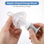 Ariseno 5-in-1 Baby Bottle Cleaner Set, Including Nylon & Silicone Bottle Brush, Cap, Straw & Nipple Brushes, BPA-Free (Grey)