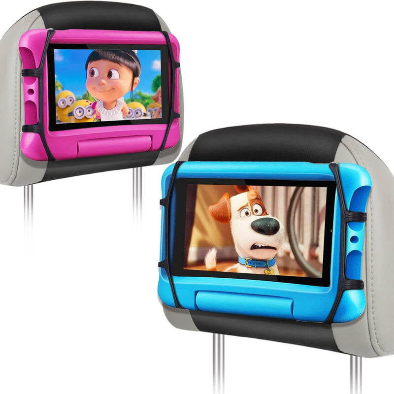 FANGOR Car Headrest Mount Holder, Tablet Holder for Kids in Back Seats, Anti-Slip Strap and Holding Net,Angle-Adjustable/Fits All 7 Inch to 12.9 Inch Tablets