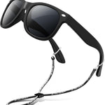RIVBOS Kids Sunglasses Polarized UV400 TPE with Strap for Boys Girls RBK004 | Flexible rubber frame with UV protection and secure strap for boys, girls, beach, travel and play