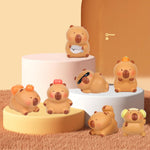 Capybara Squeezable Series Blind Box Figure, Random Design Animal Figures Collectible Toy, Cute Stress Relief Simulation Squeeze Toy for Gift (3.54-4.72'' H)