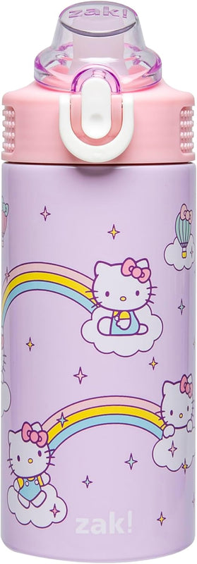 Zak Designs Sanrio Hello Kitty Sage 14oz Leak-Proof Straw Kids Water Bottle | BPA Free, Insulated Stainless Steel, Cupholder Friendly, Dishwasher Safe, Easy to Clean, Lid Lock, For School, Home, Travel