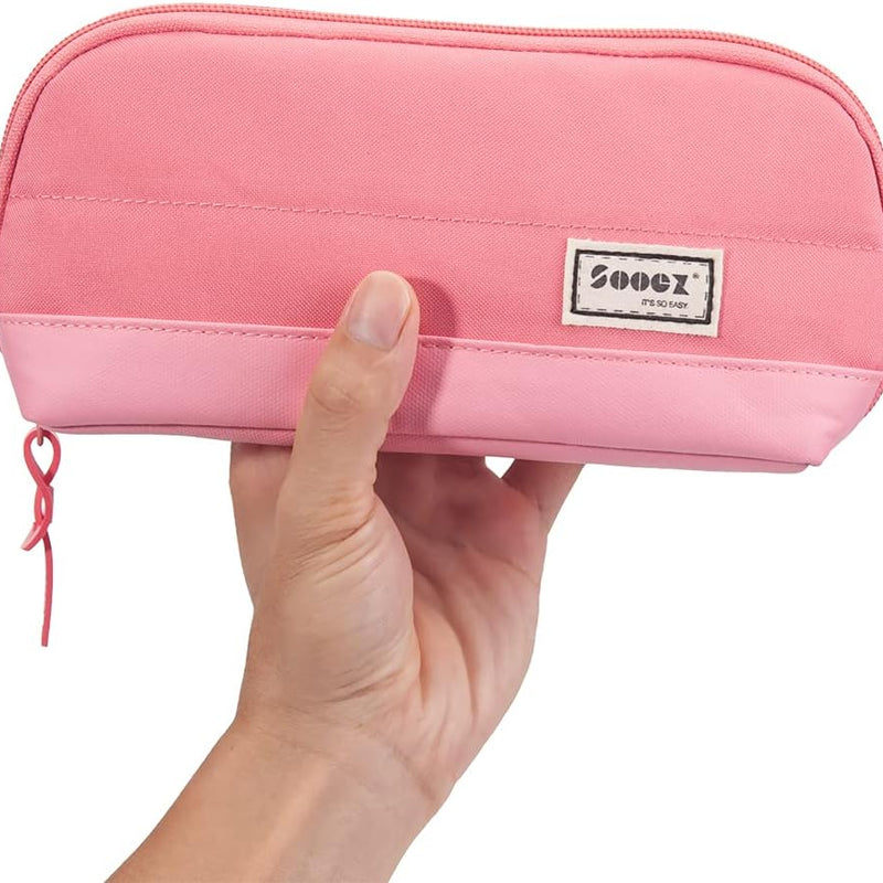 Sooez Wide-Opening Pencil Pen Case, Lightweight & Spacious Pencil Bag Pouch Box Organizer, Aesthetic Supply with Triangular Design for Adults, Grey