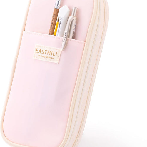 EASTHILL Big Capacity Pencil Case Large Pencil Pouch Stationery Pen Bag for Teen Girls-Pink