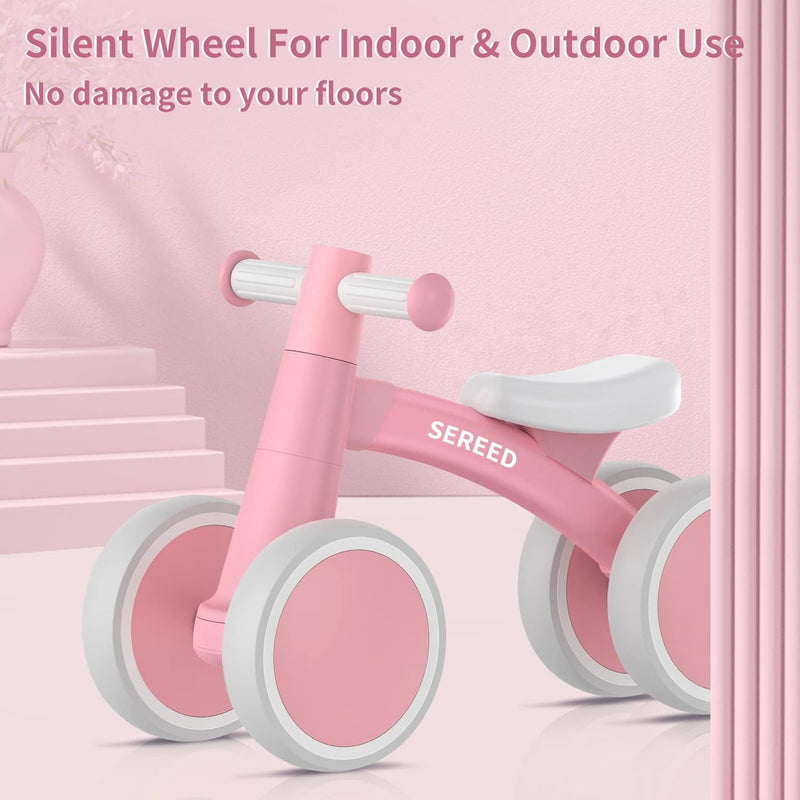 SEREED Baby Balance Bike for 1 Year Old Boy Girl, First Birthday Gift Toy | 12-24 Months Toddler Bike, First Learning Ride on Toys, 4 Silent Wheels Indoor Outdoor Baby Walker