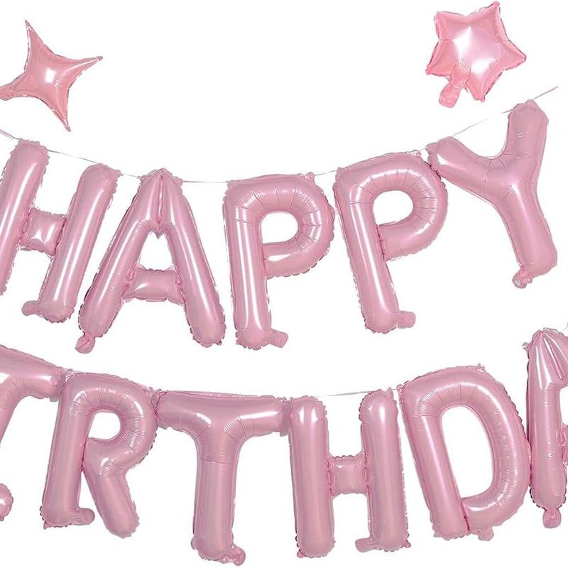 Silver Happy Birthday Aluminum Foil Balloon Decoration Kit for Kids and Adults