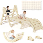 ElegantCrafts Pikler Triangle Set with Cushion, Montessori Climbing Set, Indoor Climb Toys, Indoor Playground Jungle Gyms, 9 Combinations Climbing Toy Set for Toddler, Baby, Kids 1-4