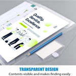 Sooez 10 Pack Plastic Envelopes File Folders, Clear Folder for Document US Letter A4 Size Poly Envelopes with Label Pockets for School Home Work Office Organizer, Clear